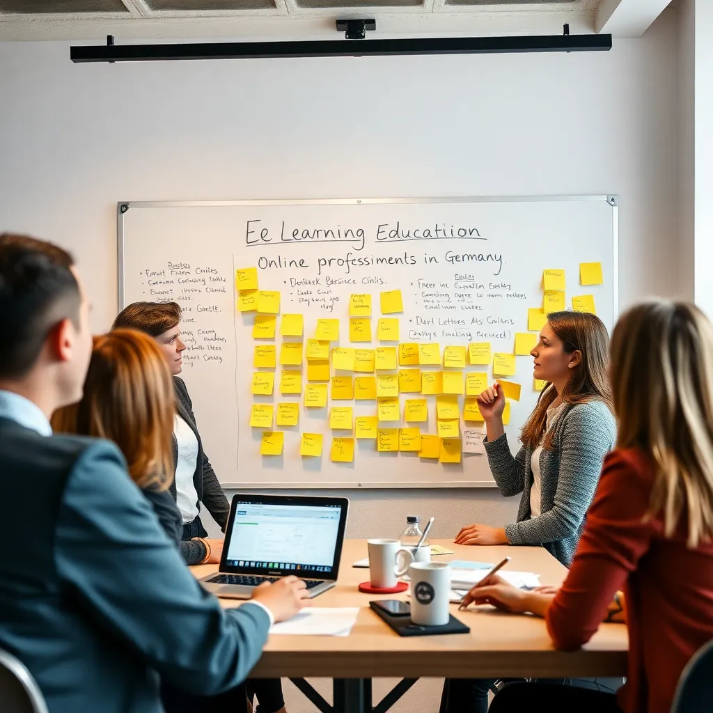 Gruppe von Personen in einem kreativen Workshop mit Post-its und Whiteboard