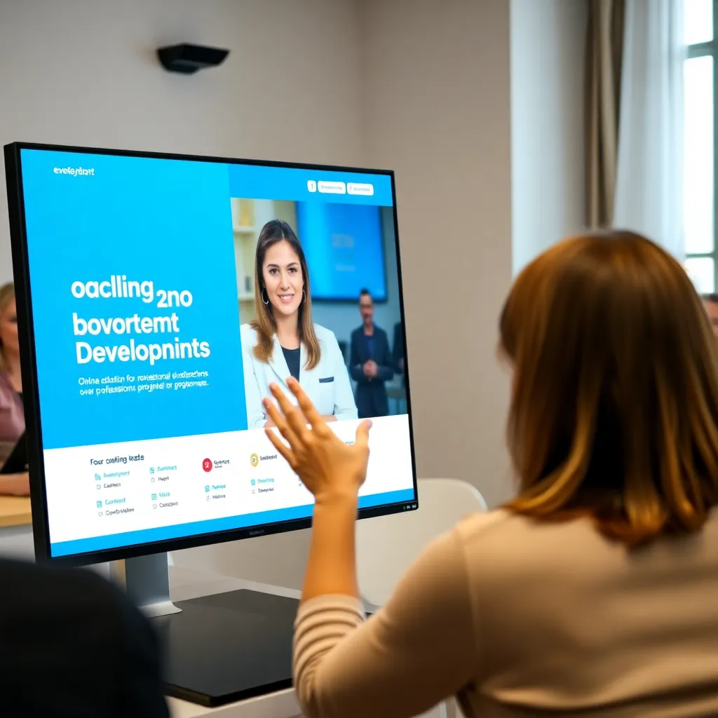 Person präsentiert vor einem virtuellen Publikum über eine Videokonferenzplattform