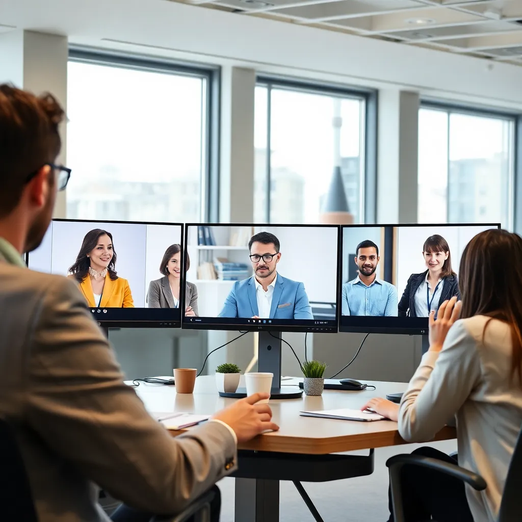 Professionelle Führungskraft leitet ein virtuelles Meeting mit internationalen Teammitgliedern